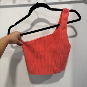 Babaton Coral One-Shoulder Sculpt Knit Ribbed Top